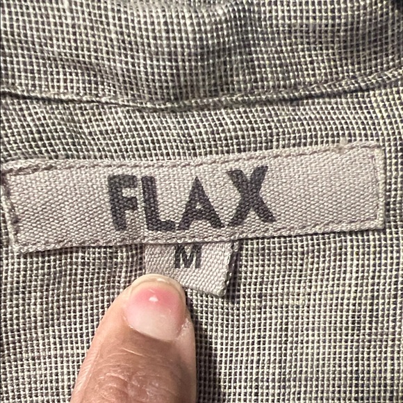 Flax Linen Buttondown 3/4 Sleeve Shirt Size Medium EUC Lagenlook Boho Minimalist - Picture 3 of 8